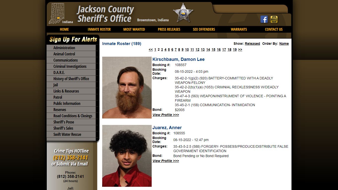 Inmate Roster - Jackson County IN Sheriff's Office
